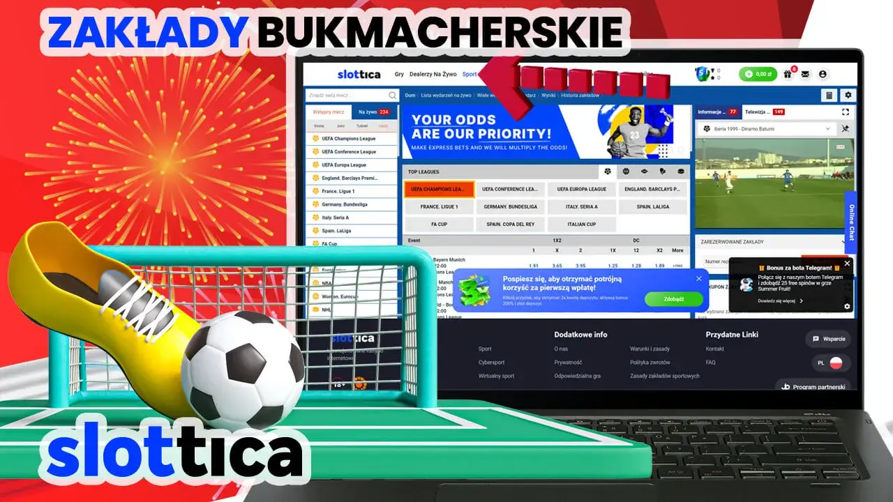 Zakłady sportowe w Slottica – nie tylko sloty i gry kasynowe